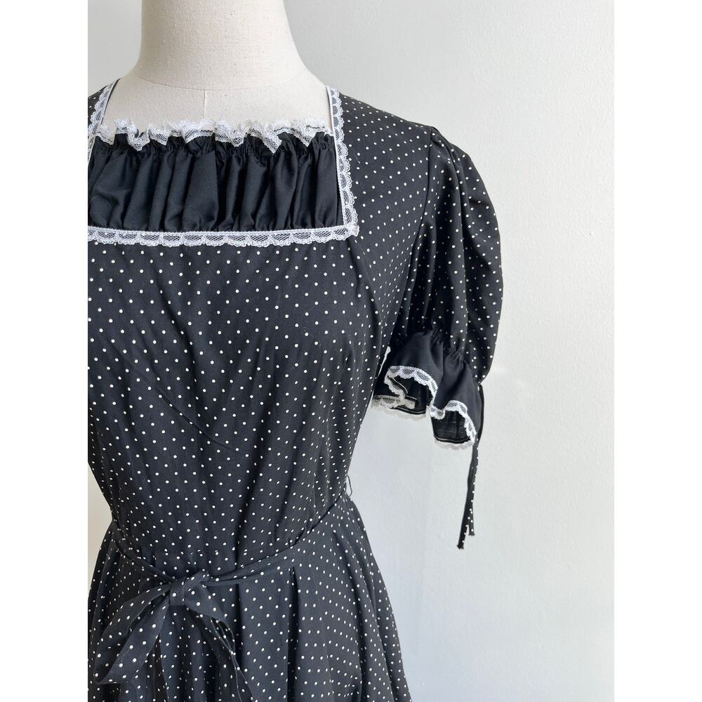 Vintage 50s Polka Dot Prairie Dress | Rockabilly Square Dance | Puff Sleeve | M - Picture 2 of 6